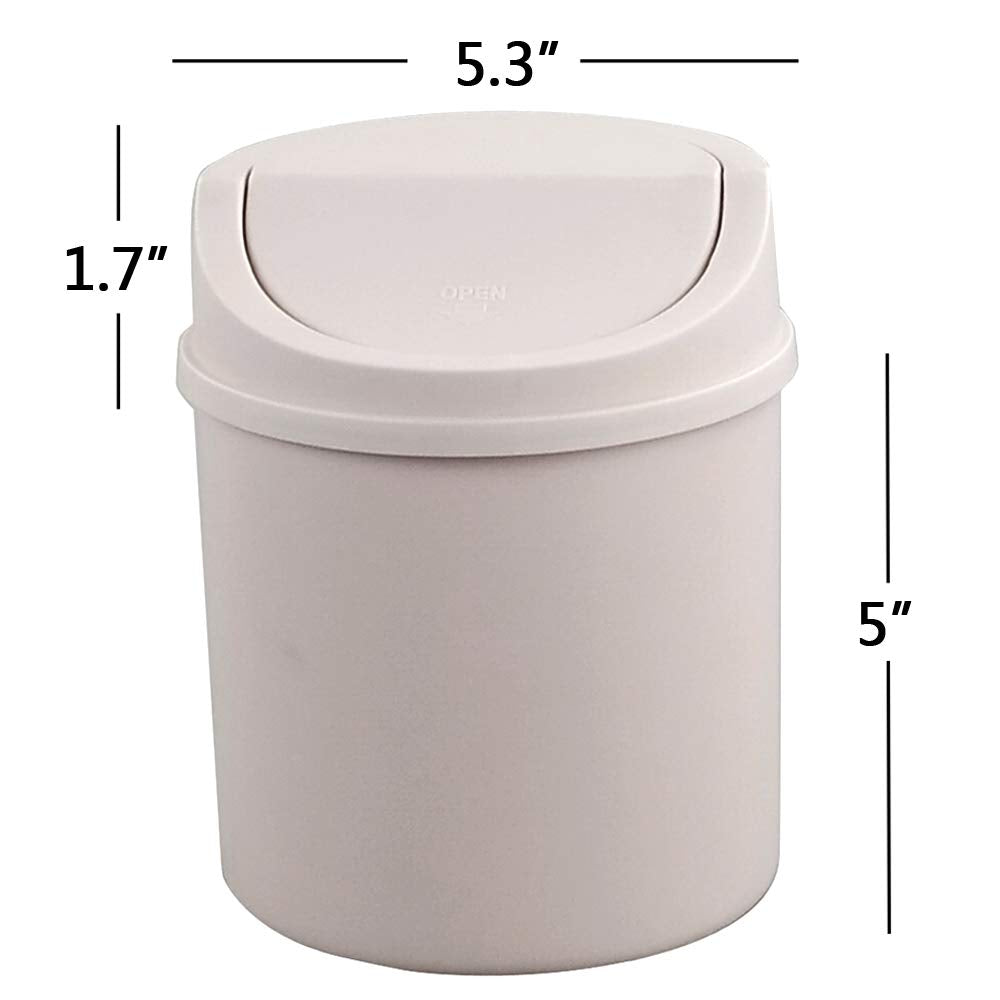 Plastic Tiny Waste Bin, Desktop Mini Trash Can with Swing Lid, Pink