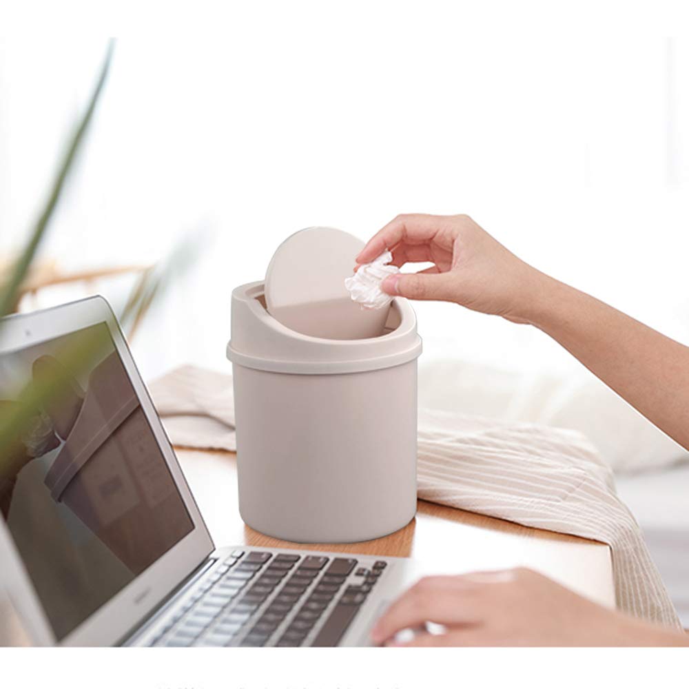 Plastic Tiny Waste Bin, Desktop Mini Trash Can with Swing Lid, Pink