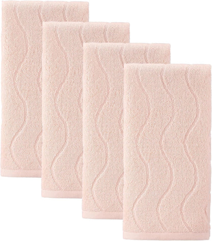 4 Pack Hand Towels for Bathroom 100% Cotton Soft, Pink