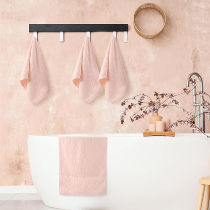 4 Pack Hand Towels for Bathroom 100% Cotton Soft, Pink