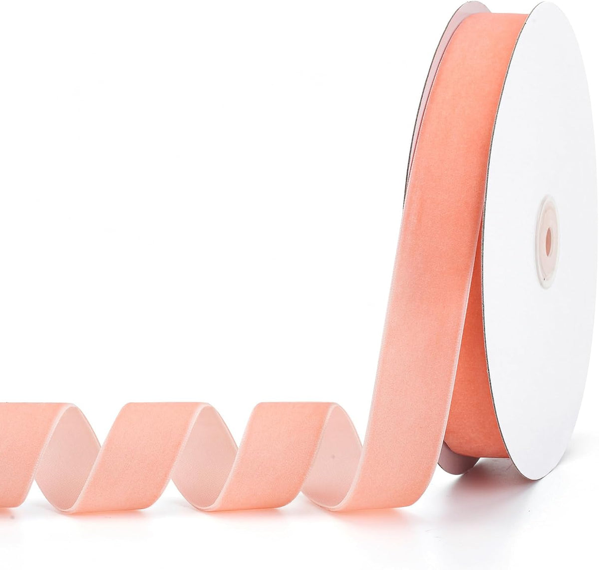 Peach Velvet Ribbon 1" x 20Yd,Great for Gift Wrapping,Hair Bows Making, Wreaths,Wedding and Christmas Party Decoration(Peach 1")