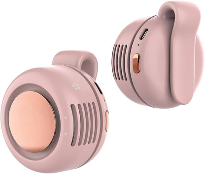 Clip On Mini Bladeless Fan - Portable 3-Speed Personal Fan with USB-C, for Waist, Bag & Neck (Pink)