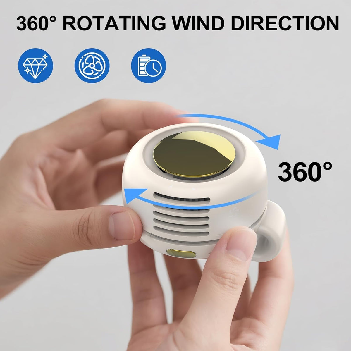 Clip On Mini Bladeless Fan - Portable 3-Speed Personal Fan with USB-C, for Waist, Bag & Neck (Pink)