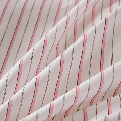 Standard Size Pillowcases, 100% Cotton Pillow Cases, White & Pink Striped Pillowcases, Soft Breathable Ticker Stripe Pillow Covers, Set of 2
