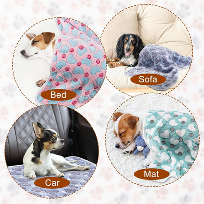 1 Pack 3 Blankets for Dog Puppy Cat (Small 23x16'', Purple, Pink, Green)