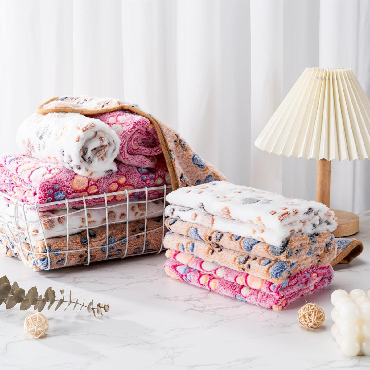 1 Pack 3 Blankets for Dog Puppy Cat (Small 23x16'', Purple, Pink, Green)