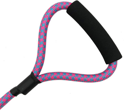 Nylon Strong Dog Rope Lead Leash Training Dog Lead with Soft Handle 6-20 FT Long Pink/Blue (Dia:0.5" 15FT)