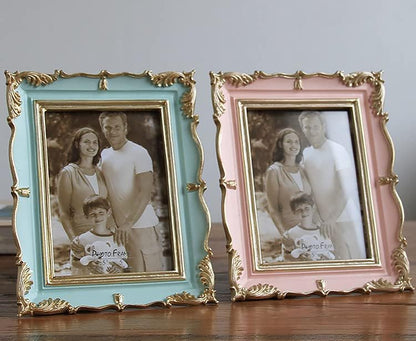 5 Inch Vintage Picture Frame Antique Photo Frame For Home Tabletop Fit For 3.5x5 Inch Photo (Pink)