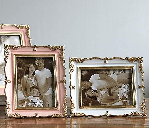 5 Inch Vintage Picture Frame Antique Photo Frame For Home Tabletop Fit For 3.5x5 Inch Photo (Pink)