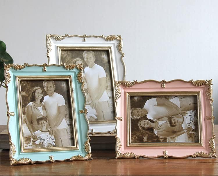 5 Inch Vintage Picture Frame Antique Photo Frame For Home Tabletop Fit For 3.5x5 Inch Photo (Pink)