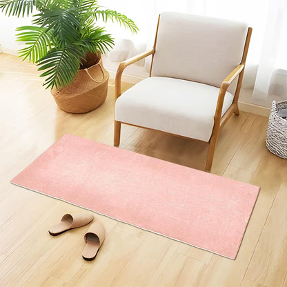 Pink Solid Color Bath Mat 39x20 Inch, Soft Absorbent Plush Rug, Non-Slip Washable Floor Mat for Bathroom Bedroom Kitchen Entryway Carpet