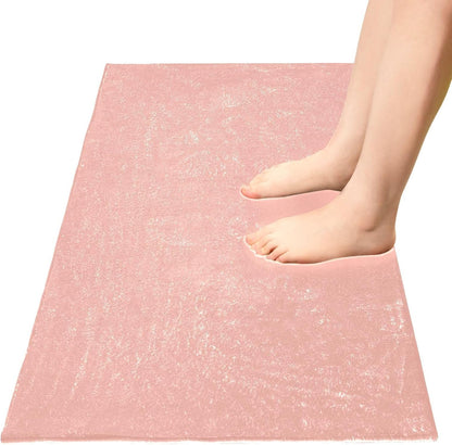 Pink Solid Color Bath Mat 39x20 Inch, Soft Absorbent Plush Rug, Non-Slip Washable Floor Mat for Bathroom Bedroom Kitchen Entryway Carpet