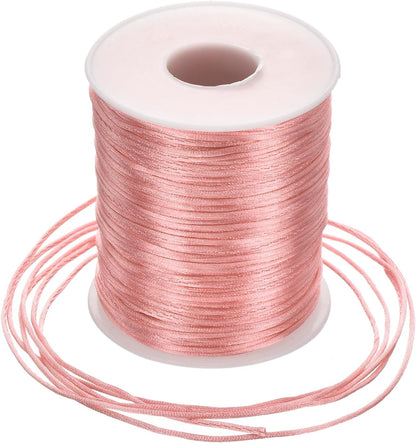 Nylon Satin Cord 1.5mm, 109 Yard Nylon String for Bracelet Braided Thread [for Jewelry Making Necklace Chinese Knot Craft] - Peach Pink