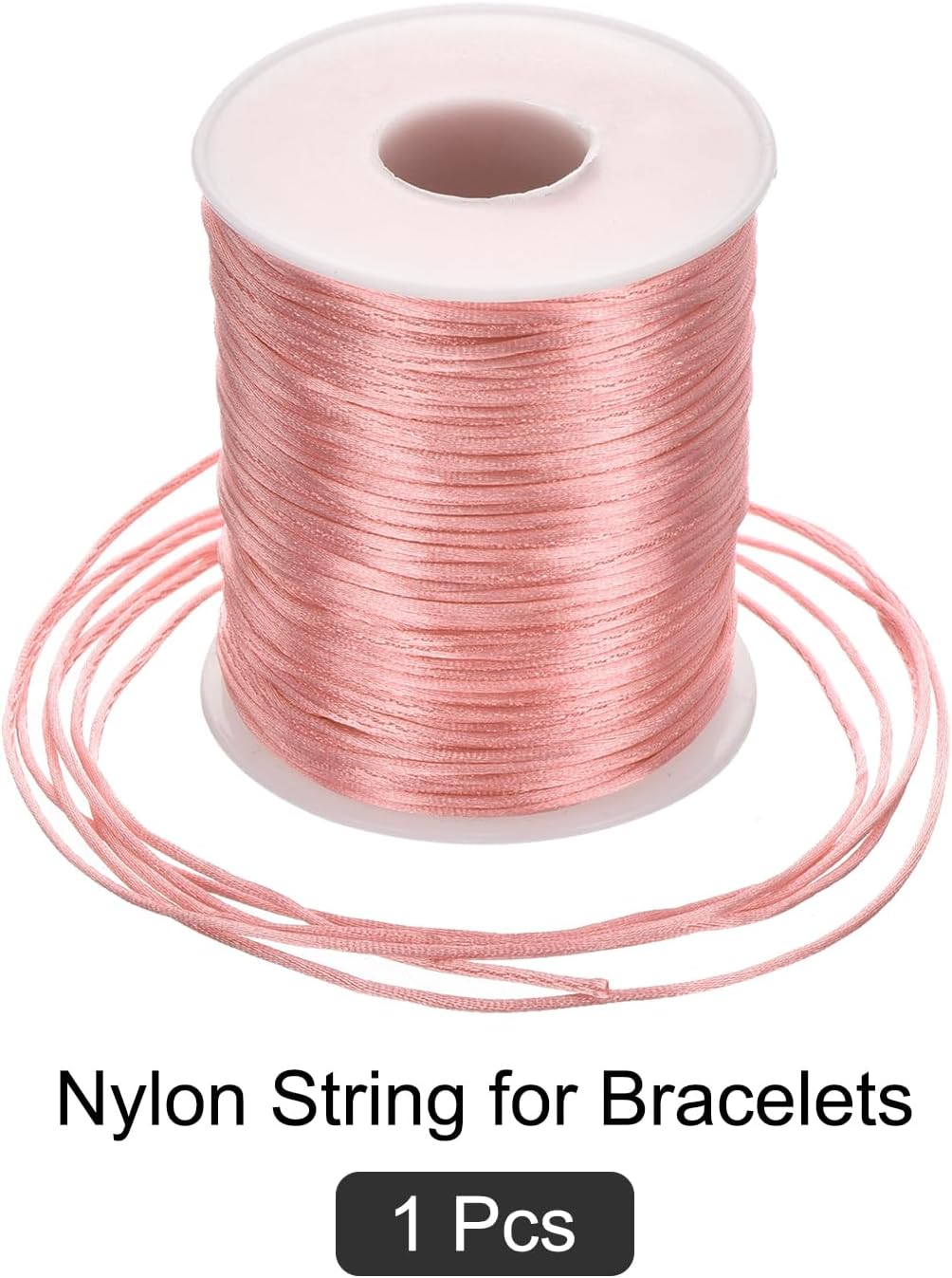 Nylon Satin Cord 1.5mm, 109 Yard Nylon String for Bracelet Braided Thread [for Jewelry Making Necklace Chinese Knot Craft] - Peach Pink