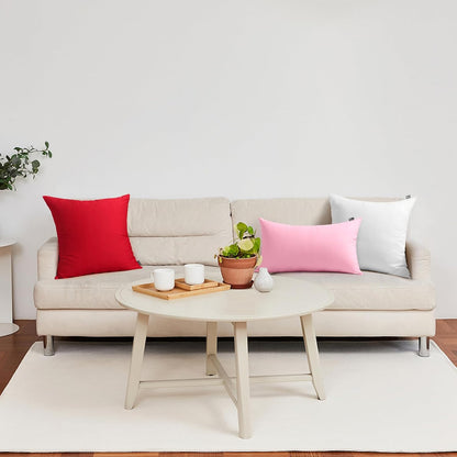 Cotton Solid Decorative Lumbar Throw Pillow Covers Pink 12x20 inch