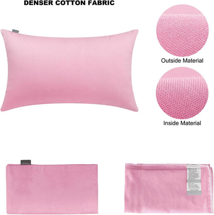 Cotton Solid Decorative Lumbar Throw Pillow Covers Pink 12x20 inch