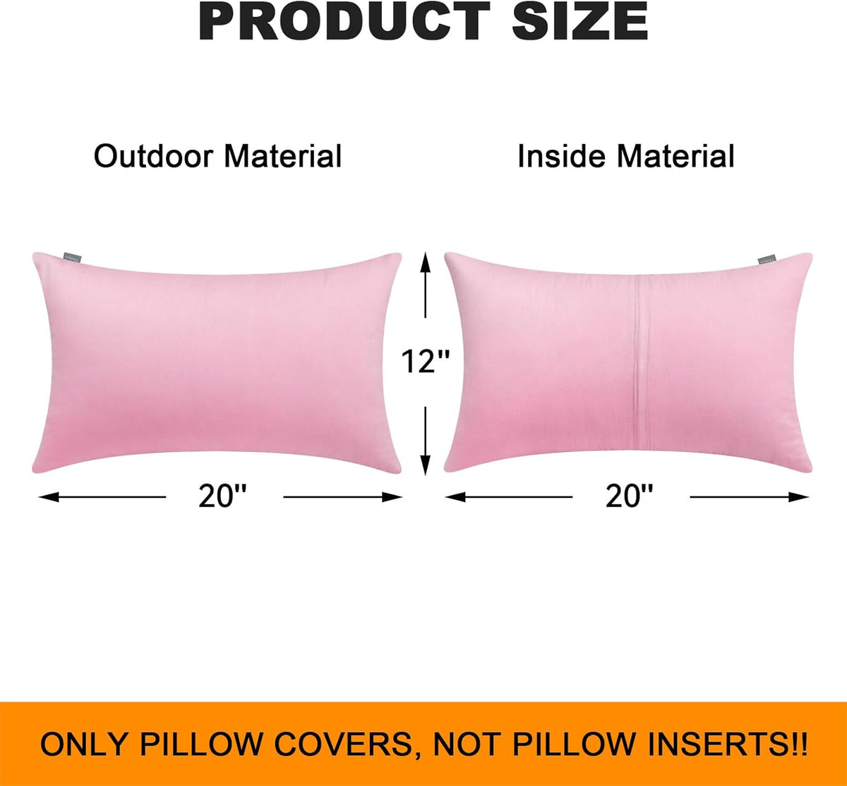 Cotton Solid Decorative Lumbar Throw Pillow Covers Pink 12x20 inch