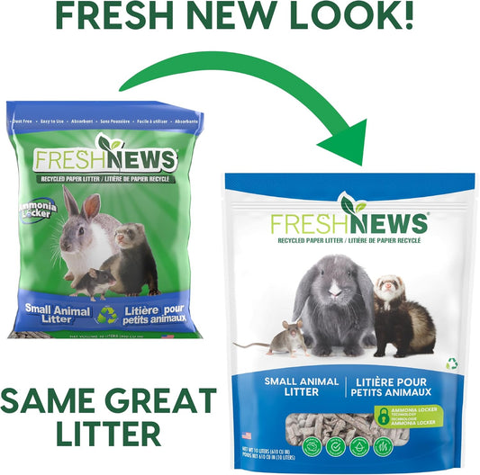 Fresh News Recycled Paper Small Animal Litter Bedding, 10 Liters, Packaging May Vary