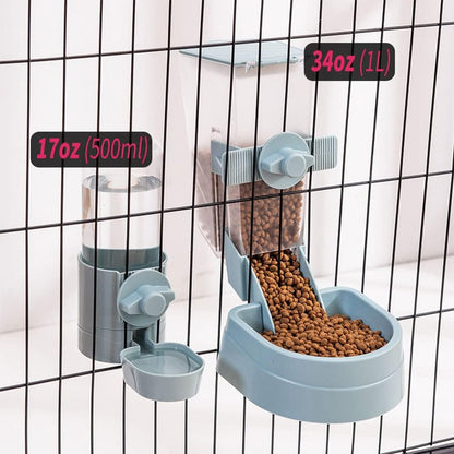 Rabbit Food Dispenser Water Bottle, Small Animal Bowls for Cage, Hanging Automatic Small Pet Water Bowl for Bunny Guinea Pig Ferret