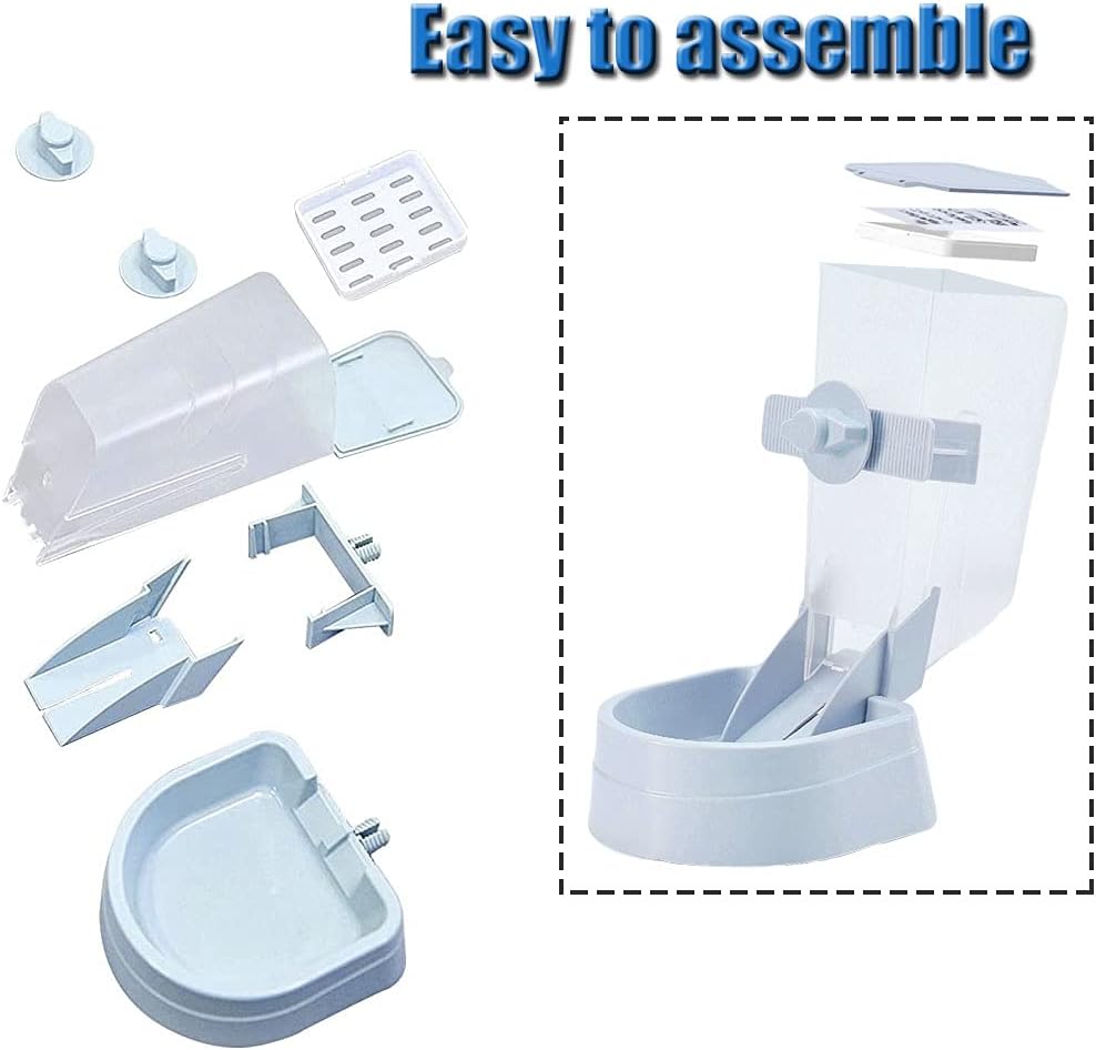 Rabbit Food Dispenser Water Bottle, Small Animal Bowls for Cage, Hanging Automatic Small Pet Water Bowl for Bunny Guinea Pig Ferret