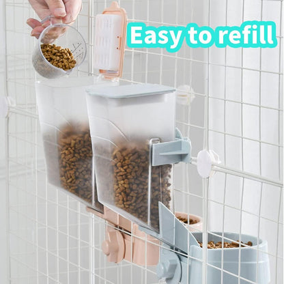 Rabbit Food Dispenser Water Bottle, Small Animal Bowls for Cage, Hanging Automatic Small Pet Water Bowl for Bunny Guinea Pig Ferret