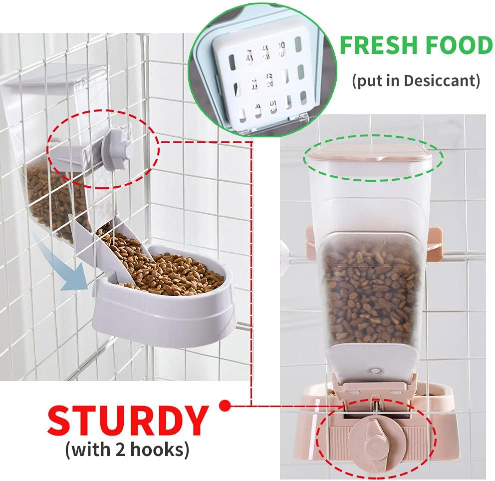 Rabbit Food Dispenser Water Bottle, Small Animal Bowls for Cage, Hanging Automatic Small Pet Water Bowl for Bunny Guinea Pig Ferret