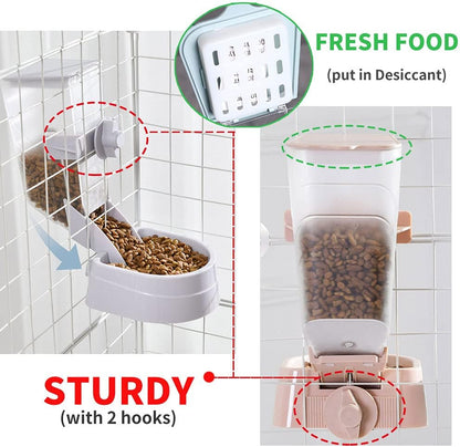 Rabbit Food Dispenser Water Bottle, Small Animal Bowls for Cage, Hanging Automatic Small Pet Water Bowl for Bunny Guinea Pig Ferret