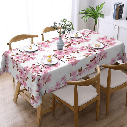 Cherry Flower Rectangle Tablecloths Japanese Pink Floral Table Cloths Dacorative Kitchen Dining Tablecloth for Rectangular Tables,Washable Table Cover for Party 54 x 72 Inch