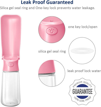 WePet Foldable Portable Dog Water Bottle Puppy Water Dispenser with Drinking Feeder, 19 OZ, High-Temperature Resistant Leak Proof for Pets Outdoor Walking, Hiking, Travel, Food Grade Plastic BPA Free
