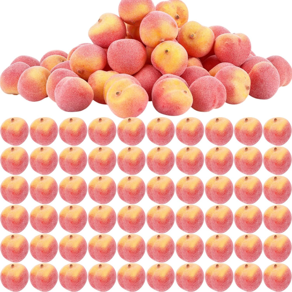 60 Pcs Artificial Peach Decorations Foam Peach Lifelike Fake Fruit Faux Small Simulation for Home Birthday Party Cabinet Table Festival Kitchen Harvest Photography Prop (1.38 Inch)