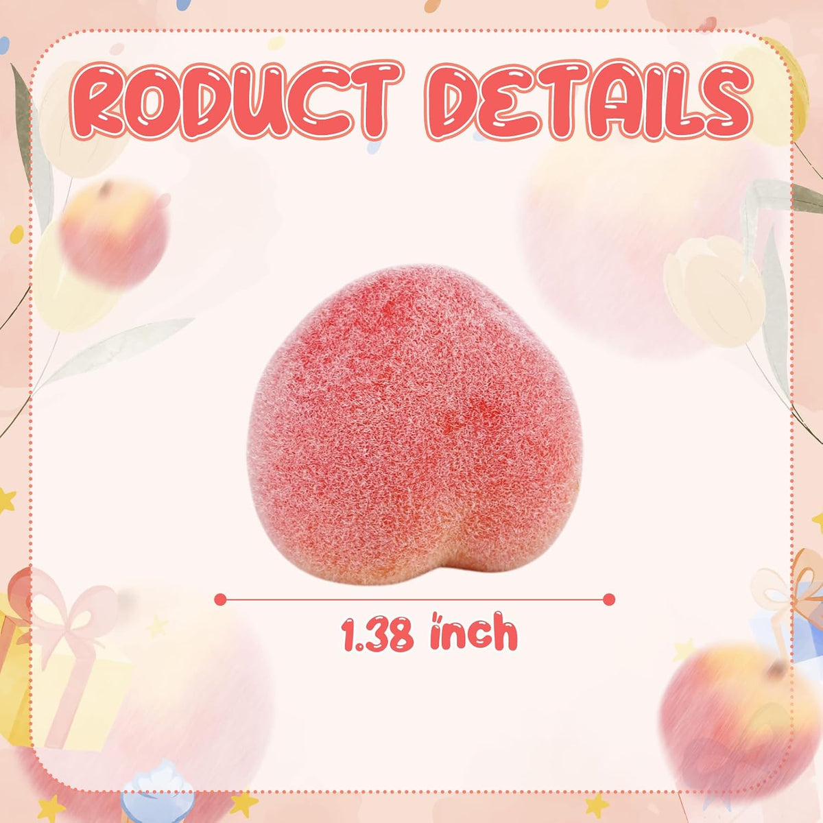 60 Pcs Artificial Peach Decorations Foam Peach Lifelike Fake Fruit Faux Small Simulation for Home Birthday Party Cabinet Table Festival Kitchen Harvest Photography Prop (1.38 Inch)