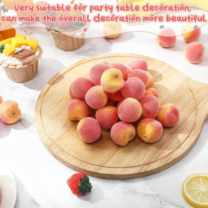 60 Pcs Artificial Peach Decorations Foam Peach Lifelike Fake Fruit Faux Small Simulation for Home Birthday Party Cabinet Table Festival Kitchen Harvest Photography Prop (1.38 Inch)
