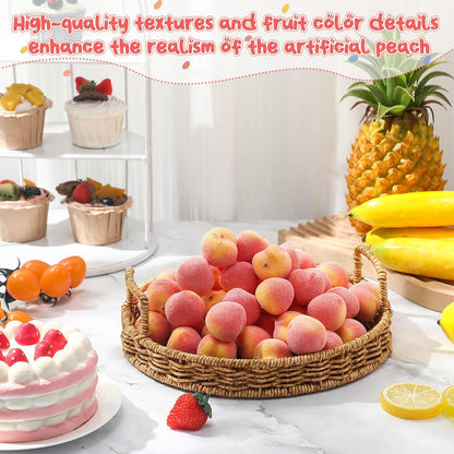 60 Pcs Artificial Peach Decorations Foam Peach Lifelike Fake Fruit Faux Small Simulation for Home Birthday Party Cabinet Table Festival Kitchen Harvest Photography Prop (1.38 Inch)