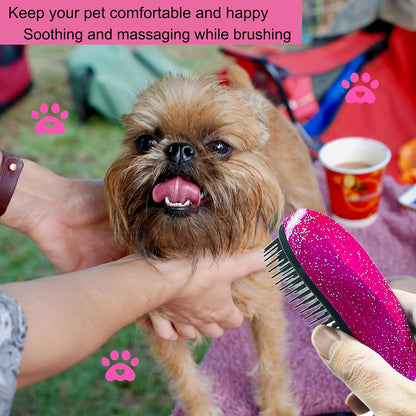 Puppy Brush, Soft Dog Brush for Grooming, Puppy Hair Remover Brush Comb, Grooming Tool for Poodles,Teddy, Yorkies, Maltese, Shih Tzu, Chihuahua, Starry Pink