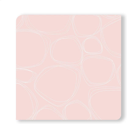 4" x 4" Silicone Square Drink Coasters, 100% Plastic Free, Protect Table from Water, Pebbles Print in Blush, Set of 4