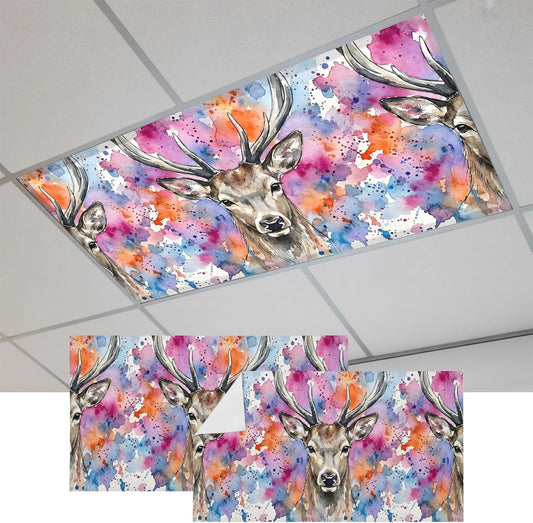 Elk Magnetic Fluorescent Light Covers for Ceiling Lights 2x4 Ft,Pink Purple Blue Watercolor Splashes Splatter Animal Office Kitchen Drop Ceiling Light Covers Lighting Filters Shade Panel 2 Packs