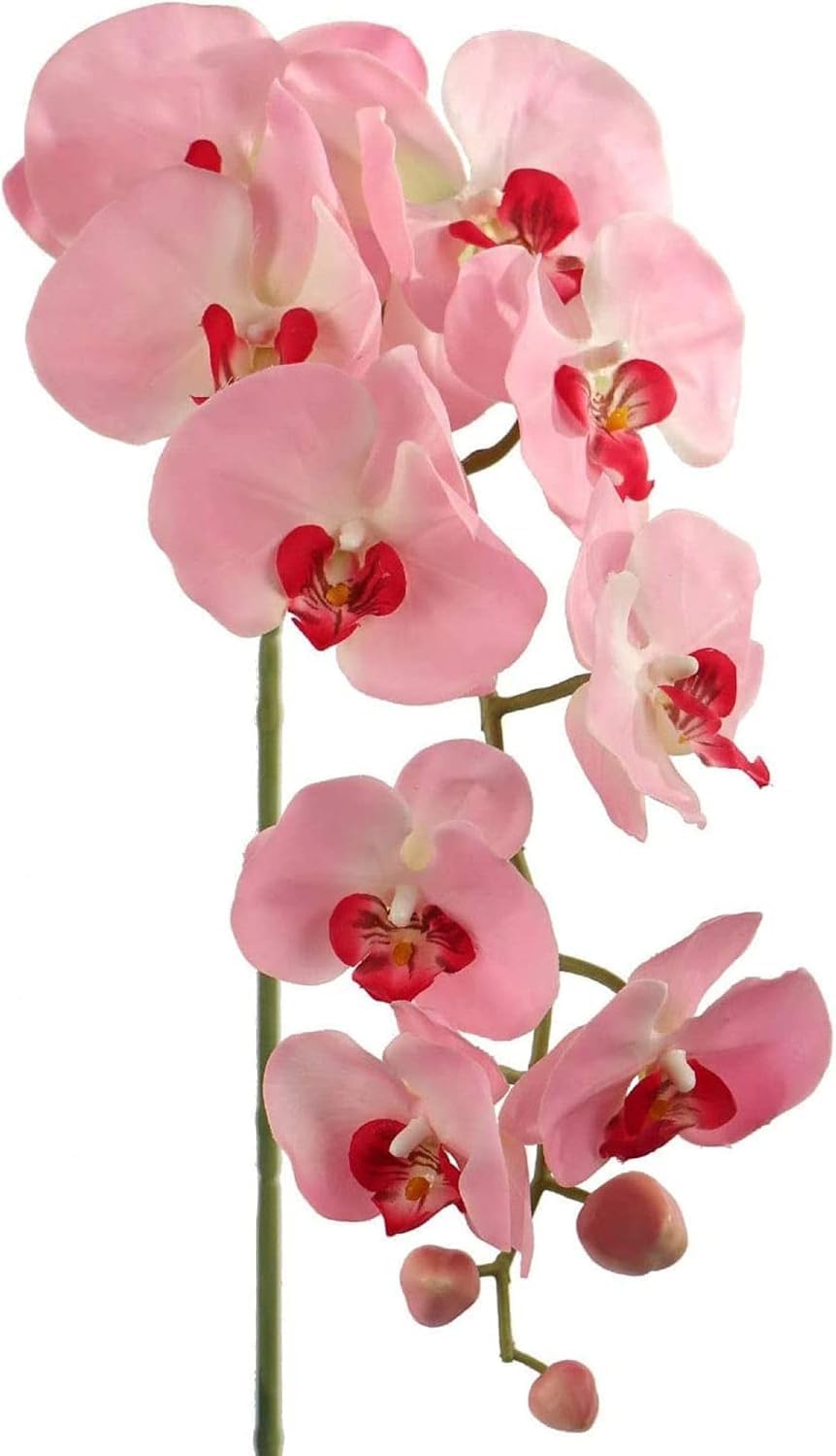 2 Pack Real Touch Pink Silk Orchids - 33.5" Faux Phalaenopsis Orchid Stems that Look Real for Vases, Wedding Centerpieces & Home Decor