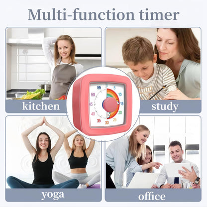 Visual Timer for Kids Adults, 60-Minute Countdown Timer for Classroom, Kitchen,Office, Pomodoro Timer Time Management Tools for Toddler ADHD(Pink)