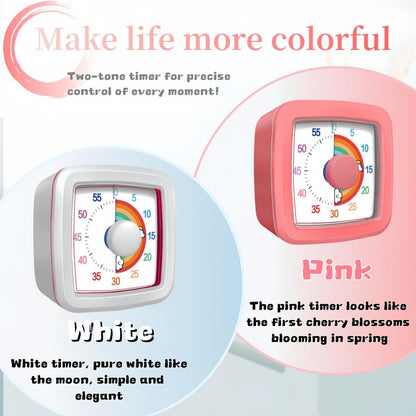 Visual Timer for Kids Adults, 60-Minute Countdown Timer for Classroom, Kitchen,Office, Pomodoro Timer Time Management Tools for Toddler ADHD(Pink)