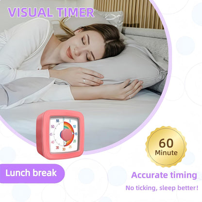 Visual Timer for Kids Adults, 60-Minute Countdown Timer for Classroom, Kitchen,Office, Pomodoro Timer Time Management Tools for Toddler ADHD(Pink)