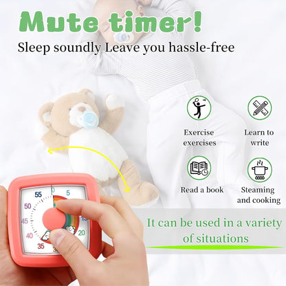 Visual Timer for Kids Adults, 60-Minute Countdown Timer for Classroom, Kitchen,Office, Pomodoro Timer Time Management Tools for Toddler ADHD(Pink)