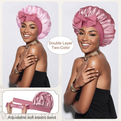 Double Layer Satin Bonnet for Sleeping, Hair Bonnet for Curly Hair