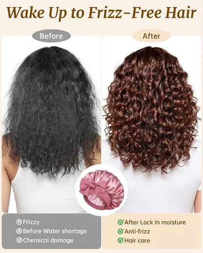 Double Layer Satin Bonnet for Sleeping, Hair Bonnet for Curly Hair