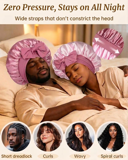 Double Layer Satin Bonnet for Sleeping, Hair Bonnet for Curly Hair