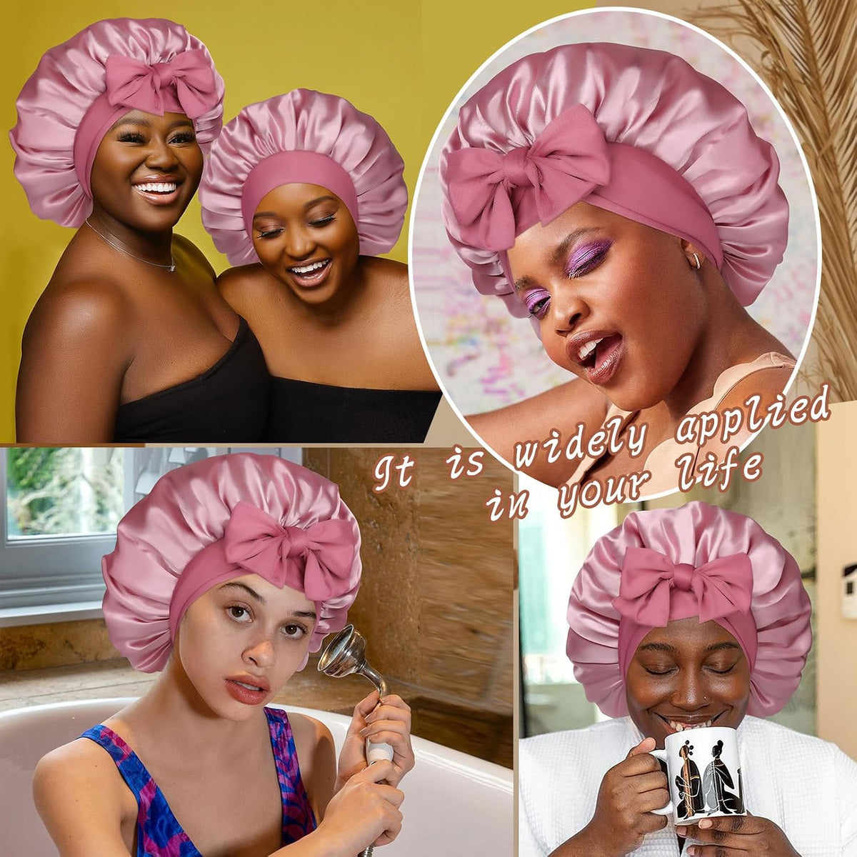 Double Layer Satin Bonnet for Sleeping, Hair Bonnet for Curly Hair
