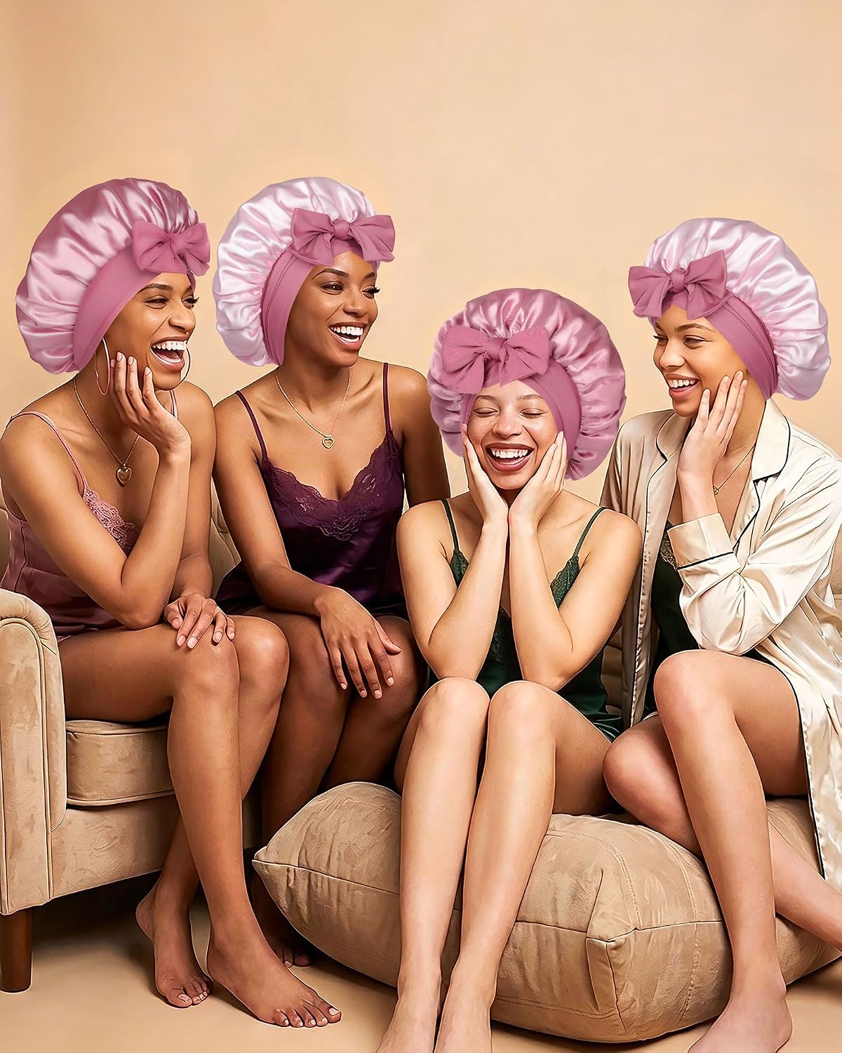 Double Layer Satin Bonnet for Sleeping, Hair Bonnet for Curly Hair