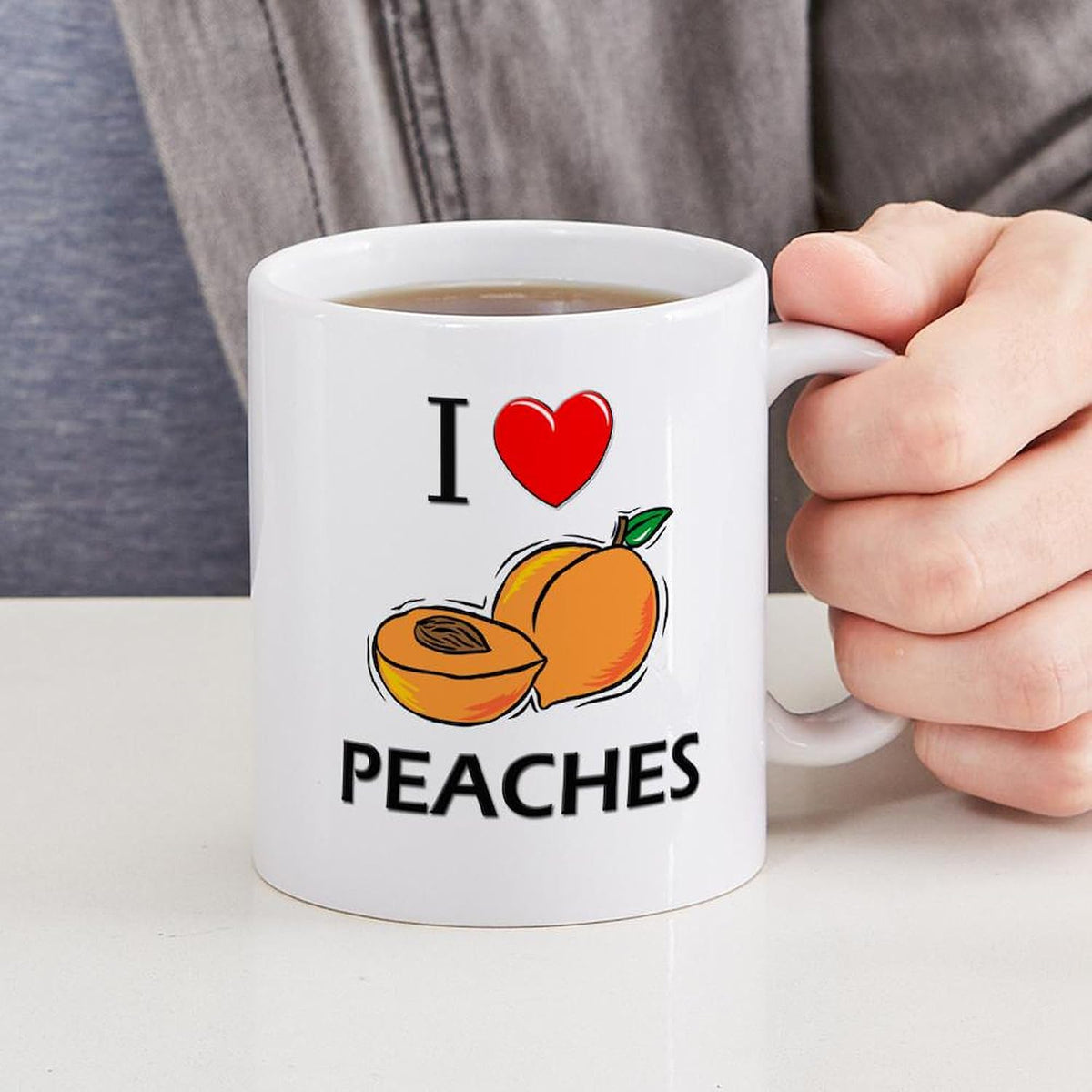 I Love Peaches Mug 11 oz (325 ml) Ceramic Coffee Mug