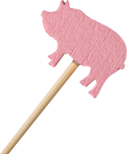 3.9" Pink Pig Fancy Cocktail Appetizers Bamboo Toothpick Picks Stirrer Sticks for Fruit Party, Charcuterie Accessories and Drinks, 100 Pieces