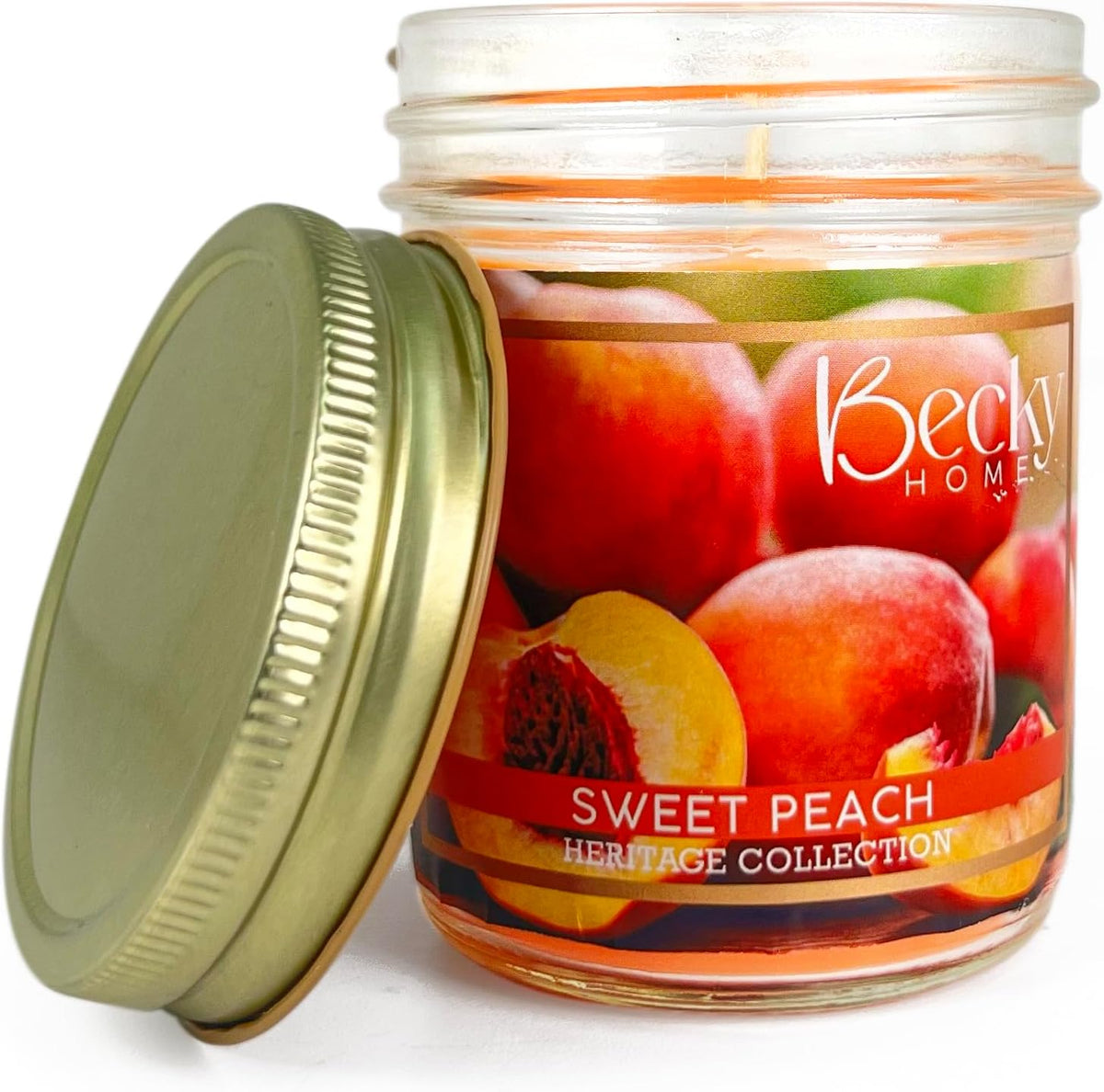 8oz Peach Scented Candle, Soy Aromatherapy Candle
