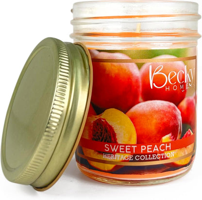 8oz Peach Scented Candle, Soy Aromatherapy Candle